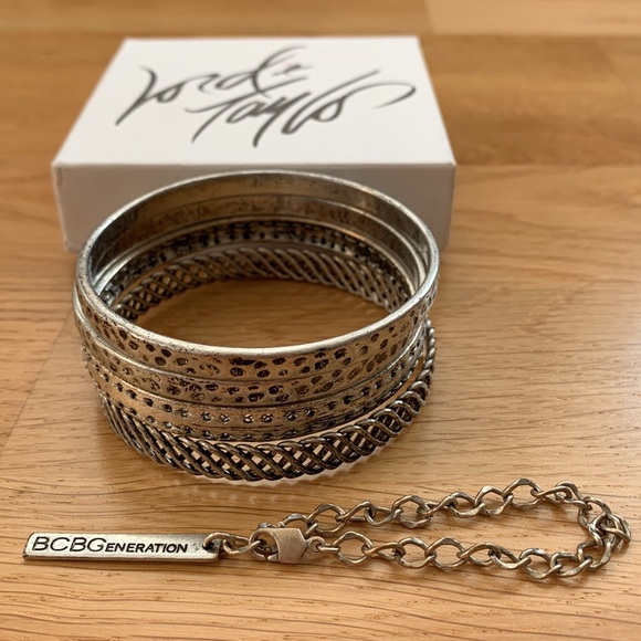 BCBGGeneration Silver Bangle Set - 4 Piece - Picture 2 of 6